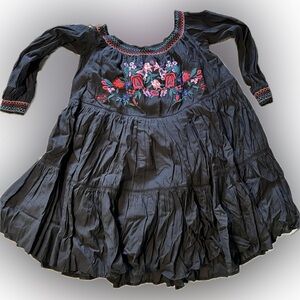 Free People Black Dress with Floral Embroidery